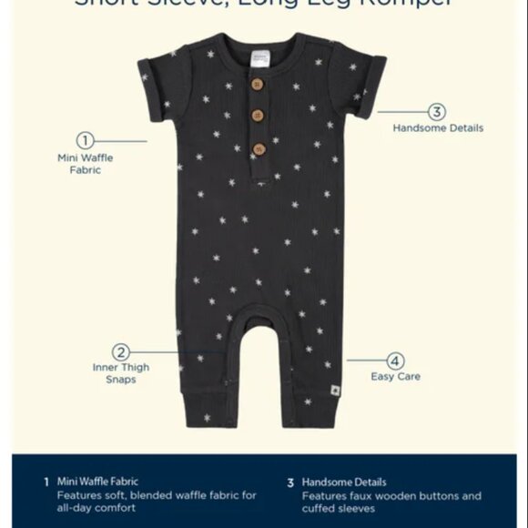 Modern Moments by Gerber Baby Star Romper - Picture 2 of 12